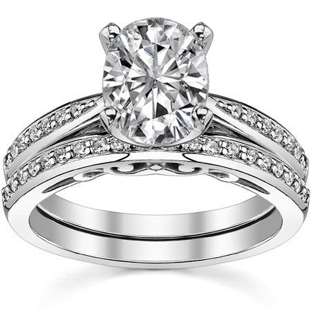 Round Brilliant Moissanite Sculpted Antique Engagement Ring