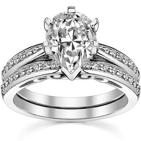 Round Brilliant Moissanite Sculpted Antique Engagement Ring