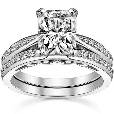 Round Brilliant Moissanite Sculpted Antique Engagement Ring