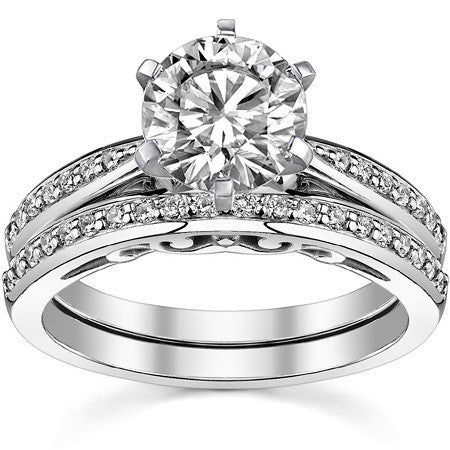 Round Brilliant Moissanite Sculpted Antique Engagement Ring