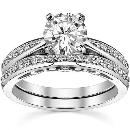 Round Brilliant Moissanite Sculpted Antique Engagement Ring
