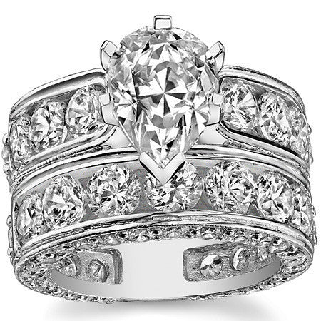 Round Brilliant Moissanite Wide Engagement Ring Setting, 3.4ct