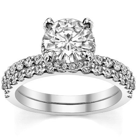 Round Petite Pave Style Moissanite Engagement Ring