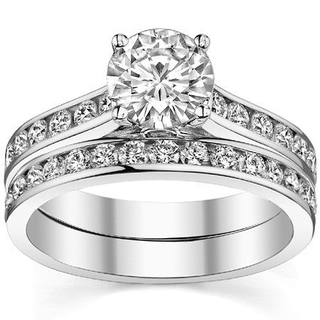 Channel Moissanite Engagement Ring with Surprise Diamond