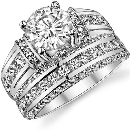 Round & Sapphire/Ruby Moissanite Wedding Set