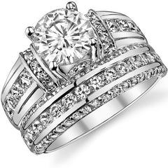 Round & Sapphire/Ruby Moissanite Wedding Set