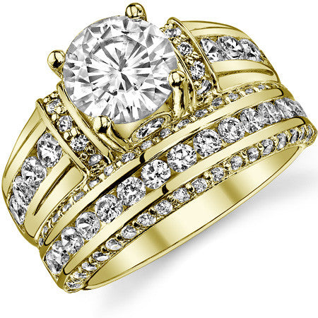 Round & Sapphire/Ruby Moissanite Wedding Set