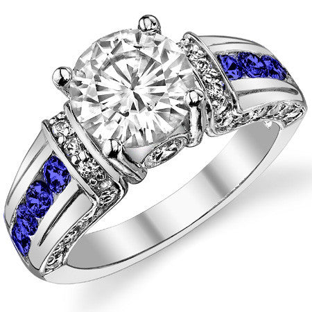 Round & Sapphire/Ruby Moissanite Wedding Set