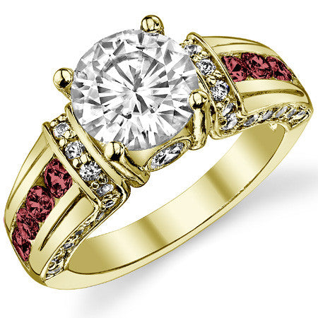 Round & Sapphire/Ruby Moissanite Wedding Set