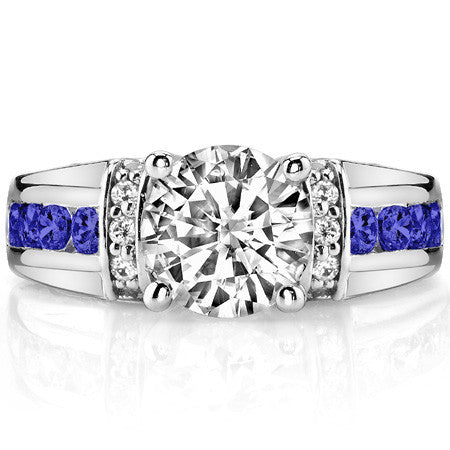 Round & Sapphire/Ruby Moissanite Wedding Set