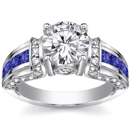 Round & Sapphire/Ruby Moissanite Wedding Set