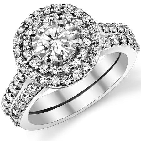 Round Double Halo Moissanite Engagement Ring