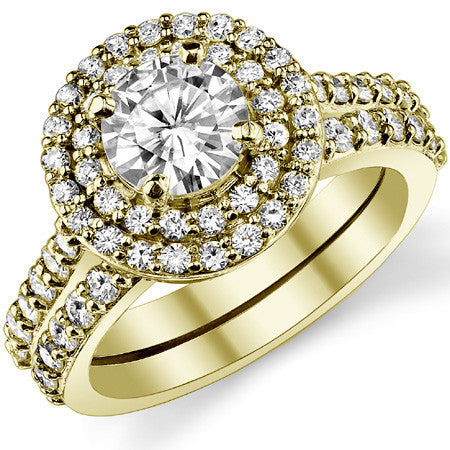 Round Double Halo Moissanite Engagement Ring