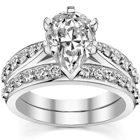 Round Brilliant Moissanite Tapered Cathedral Engagement Ring, 0.44ct