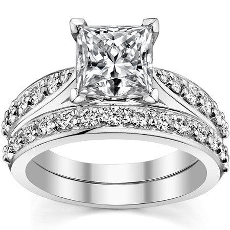 Round Brilliant Moissanite Tapered Cathedral Engagement Ring, 0.44ct