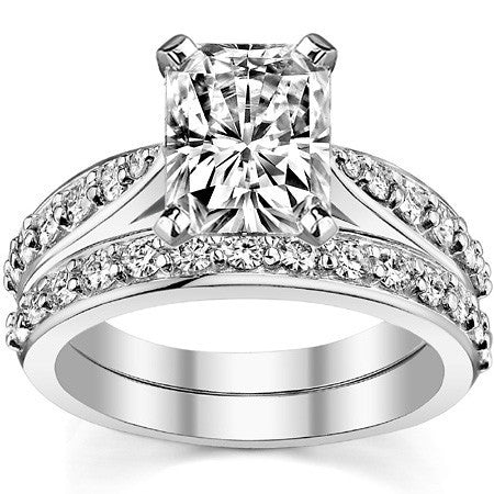 Round Brilliant Moissanite Tapered Cathedral Engagement Ring, 0.44ct