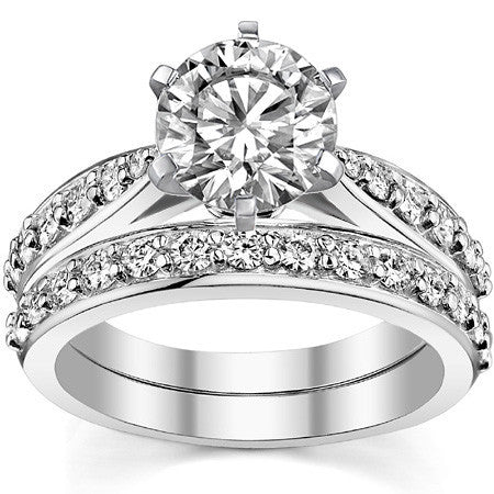 Round Brilliant Moissanite Tapered Cathedral Engagement Ring, 0.44ct