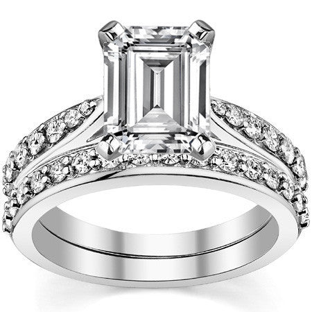 Round Brilliant Moissanite Tapered Cathedral Engagement Ring