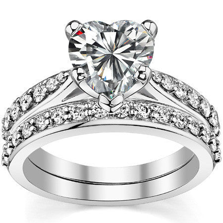 Round Brilliant Moissanite Tapered Cathedral Engagement Ring