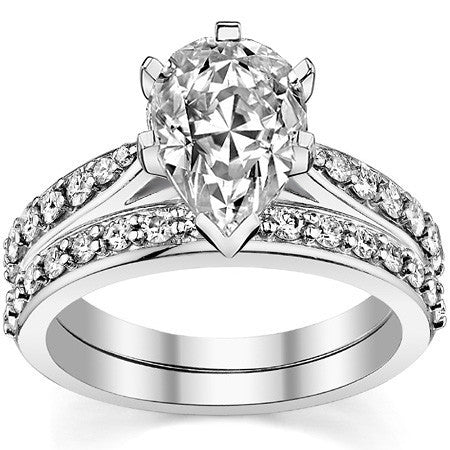 Round Brilliant Moissanite Tapered Cathedral Engagement Ring