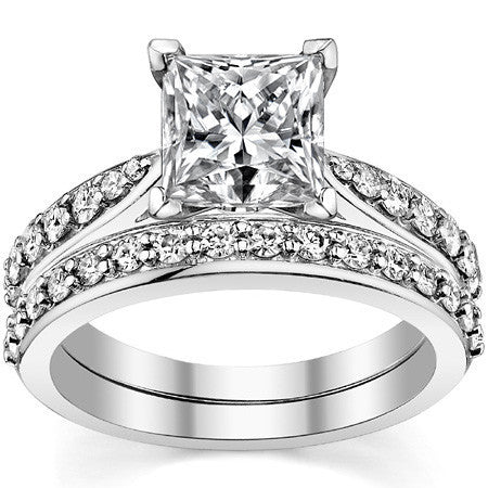 Round Brilliant Moissanite Tapered Cathedral Engagement Ring