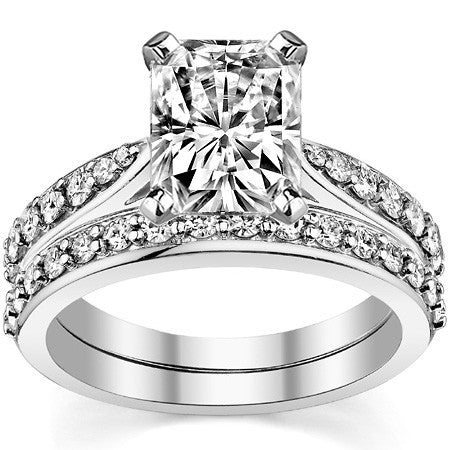 Round Brilliant Moissanite Tapered Cathedral Engagement Ring