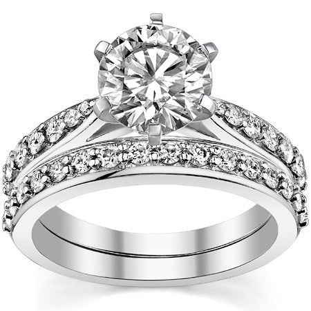 Round Brilliant Moissanite Tapered Cathedral Engagement Ring