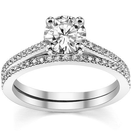 Round Petite Cathedral Moissanite Engagement Ring