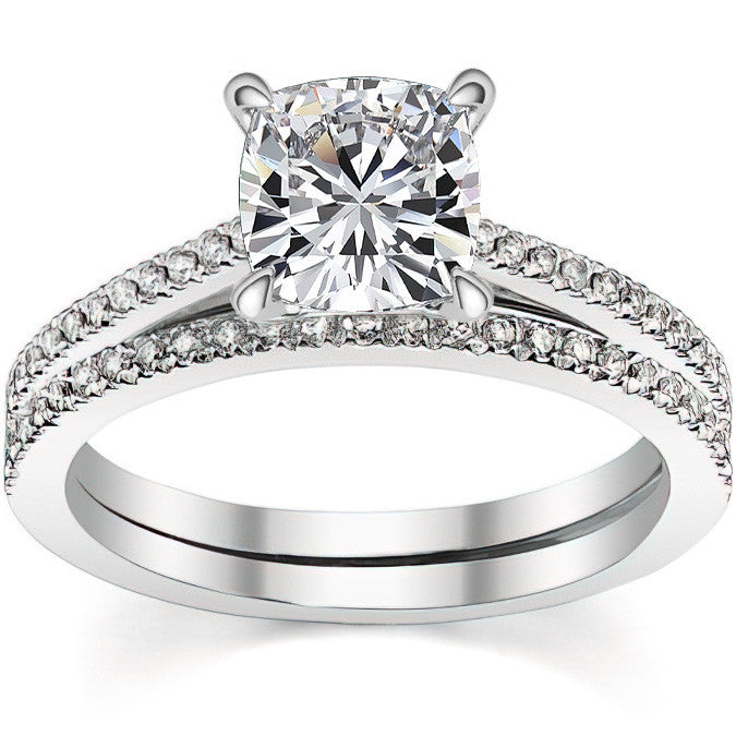 Cushion Petite Cathedral Moissanite Engagement Ring