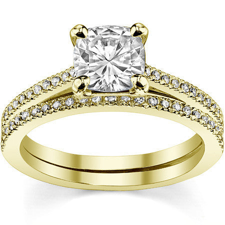 Cushion Petite Cathedral Moissanite Engagement Ring