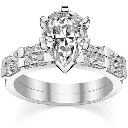 Baguette Moissanite Engagement Ring Setting, 0.40ct