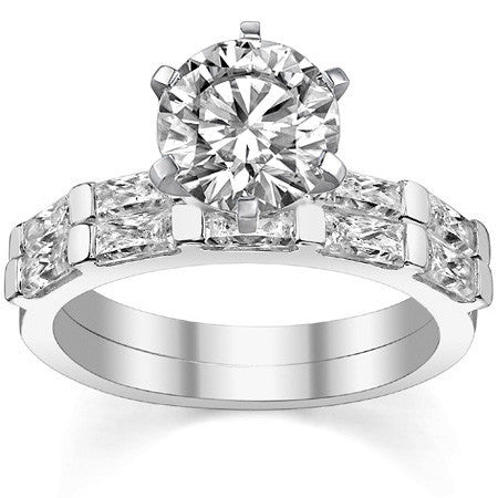 Baguette Moissanite Engagement Ring Setting, 0.40ct