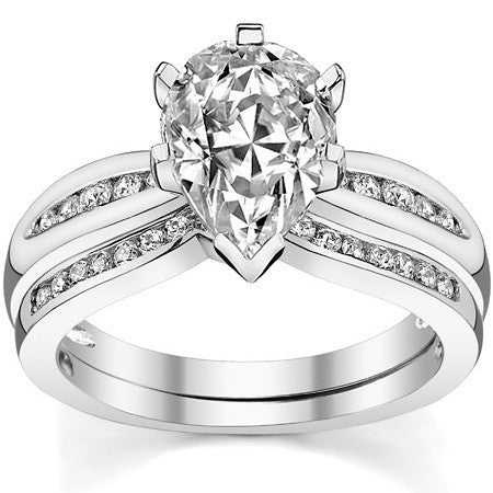 Round Brilliant Moissanite Petite Tapered Engagement Ring , 0.13ct