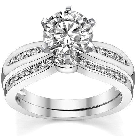 Round Brilliant Moissanite Petite Tapered Engagement Ring , 0.13ct