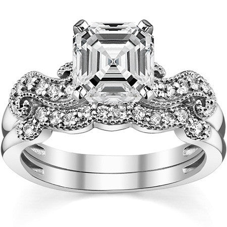 Round Brilliant Moissanite Antique Engagement Ring Setting, 0.18ct