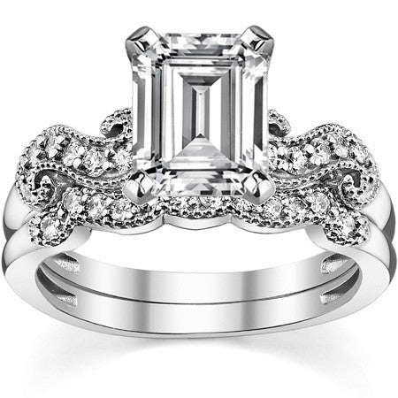 Round Brilliant Moissanite Antique Engagement Ring Setting, 0.18ct
