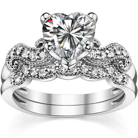 Round Brilliant Moissanite Antique Engagement Ring Setting, 0.18ct