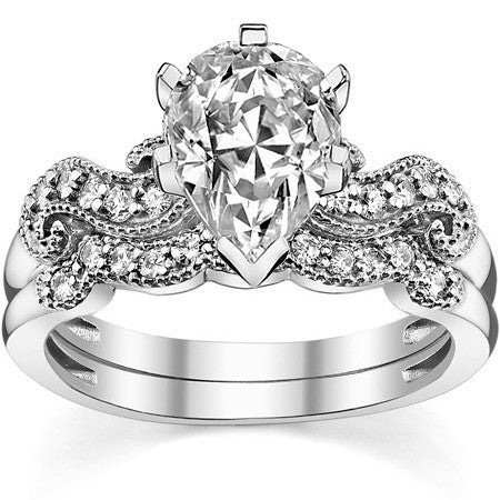 Round Brilliant Moissanite Antique Engagement Ring Setting, 0.18ct