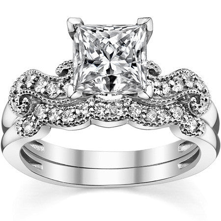Round Brilliant Moissanite Antique Engagement Ring Setting, 0.18ct