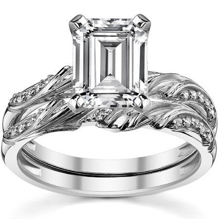 Round Brilliant Moissanite Floral Accent Engagement Ring Setting
