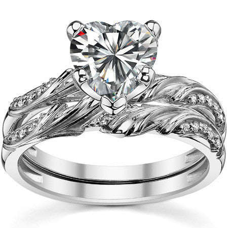 Round Brilliant Moissanite Floral Accent Engagement Ring Setting
