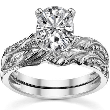 Round Brilliant Moissanite Floral Accent Engagement Ring Setting