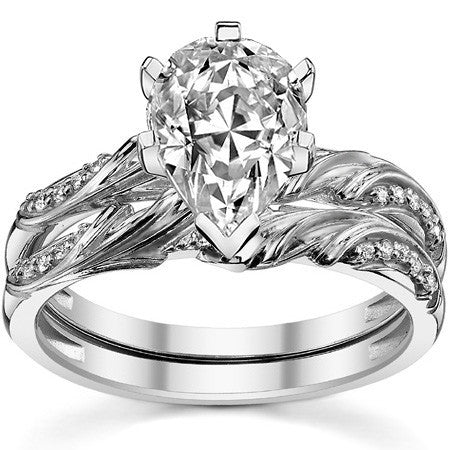 Round Brilliant Moissanite Floral Accent Engagement Ring Setting