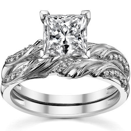 Round Brilliant Moissanite Floral Accent Engagement Ring Setting