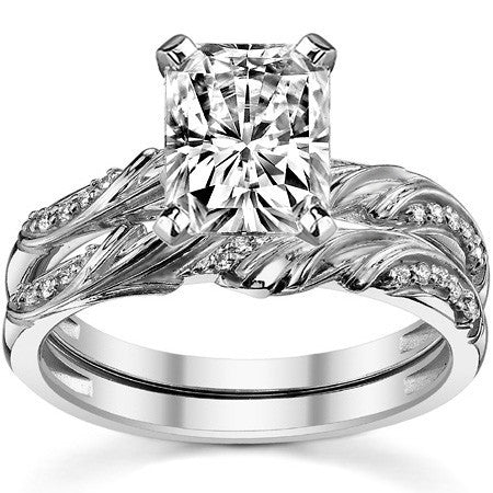 Round Brilliant Moissanite Floral Accent Engagement Ring Setting