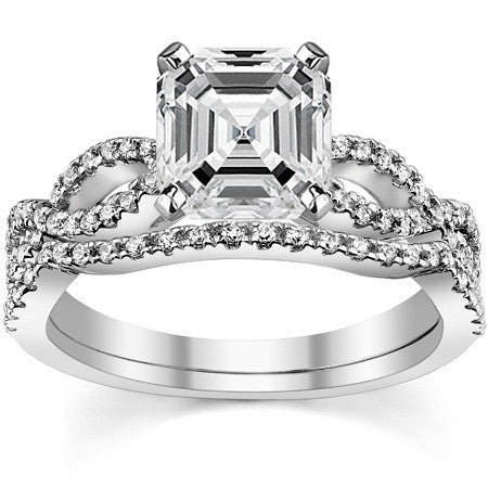 Round Diamond & Moissanite Infinity Style Engagement Ring