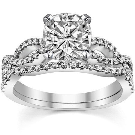 Round Diamond & Moissanite Infinity Style Engagement Ring