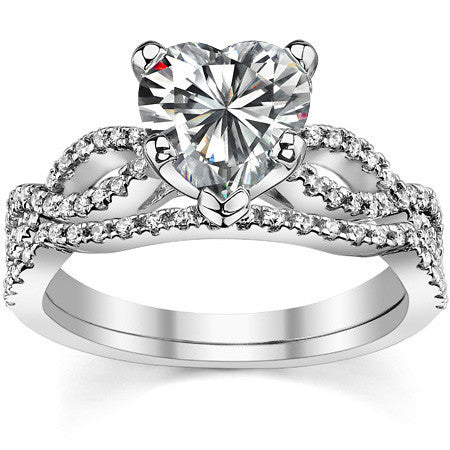 Round Diamond & Moissanite Infinity Style Engagement Ring