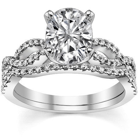 Round Diamond & Moissanite Infinity Style Engagement Ring