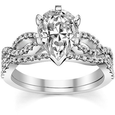 Round Diamond & Moissanite Infinity Style Engagement Ring